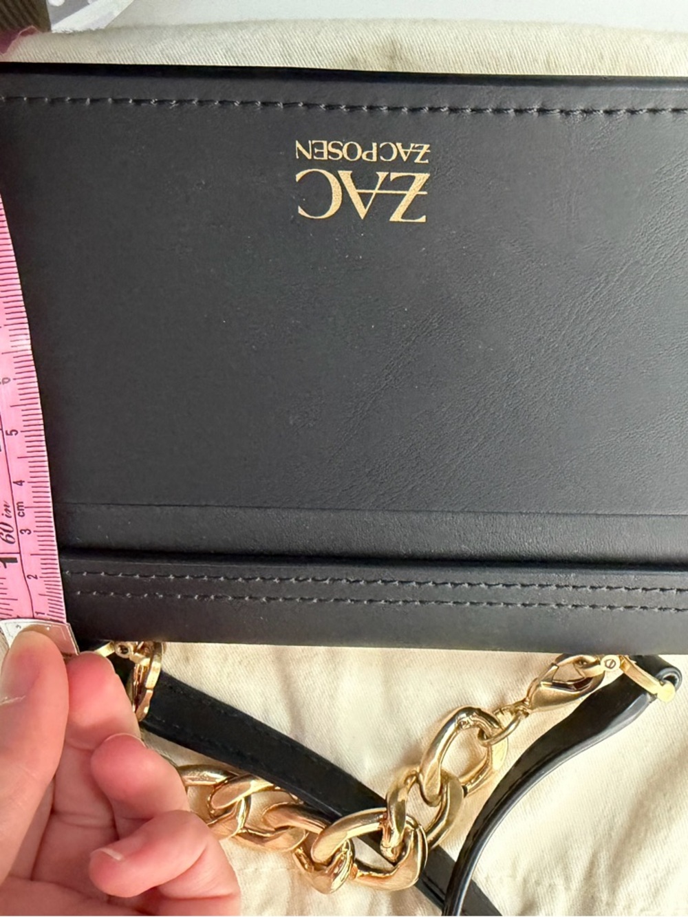ZAC Zac Posen Black Leather Crossbody with Gold Hardware - Picture 7 of 8